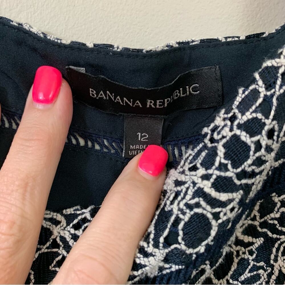 Banana Republic Belted Jumpsuit with Ladder Lace in Navy/Cream - Picture 4 of 11